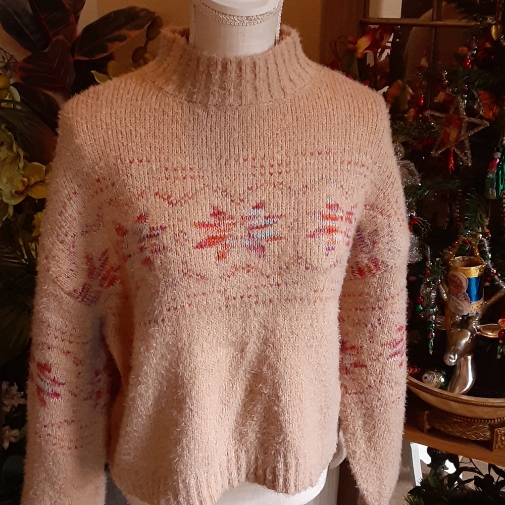 MM by My Michelle Acrylic Blend Drop Shoulders Mock Turtleneck Crop Size Large